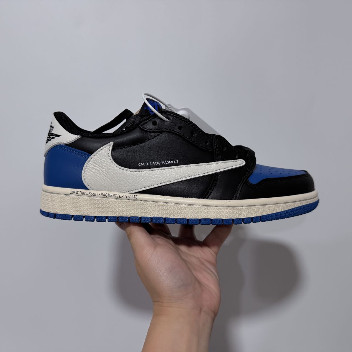 AJ1 TS倒钩黑蓝白 F版⚡️Travis Scott x Jordan Air Jordan 1 Low 乔1柔软舒适 防滑耐磨 低帮 复古篮球鞋 DM7866-014