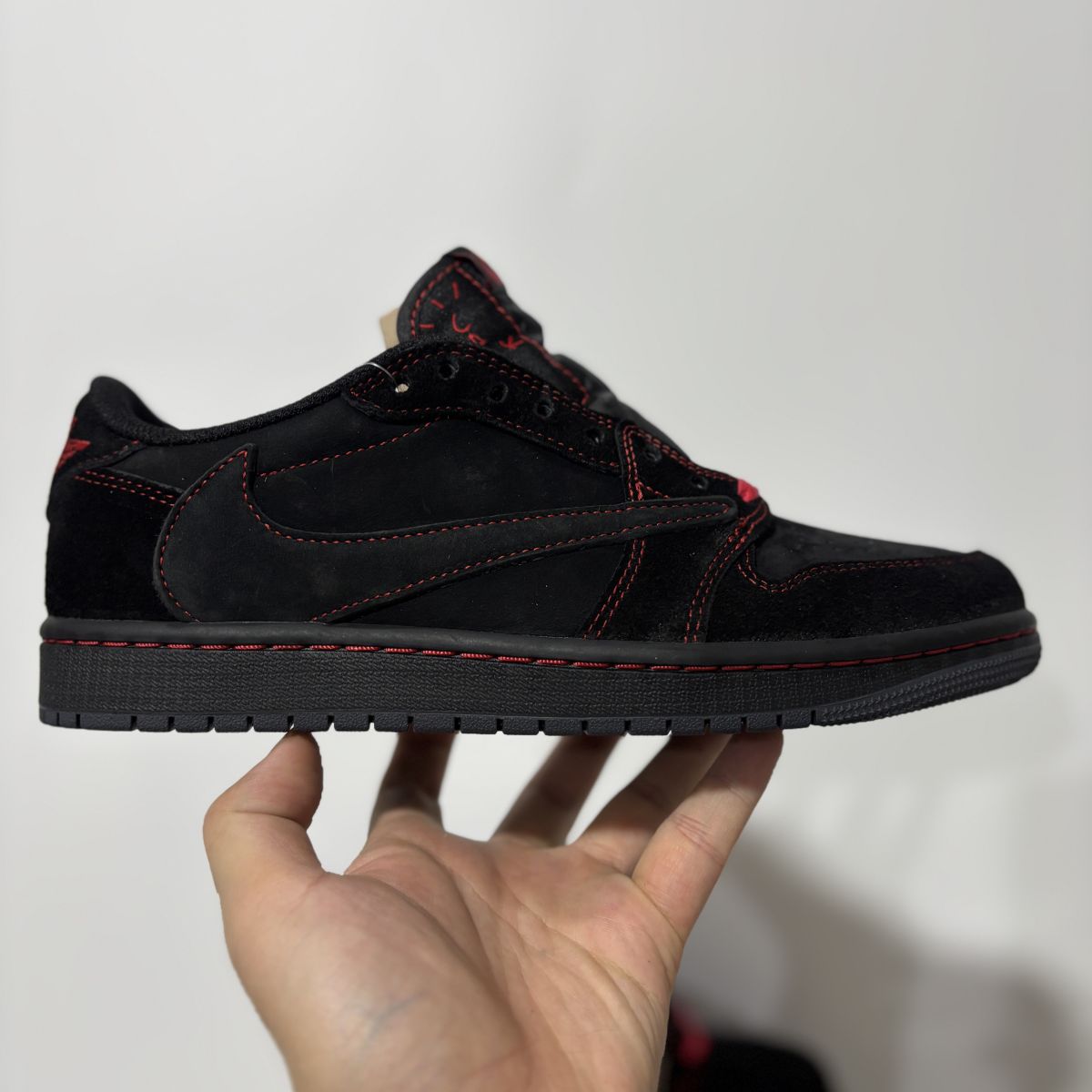 AJ1 TS倒钩黑红线 Y版⚡️Travis Scott x Jordan Air Jordan 1 Low OG TS SP 乔1倒钩联名款 低帮 复古篮球鞋拼色 DM7866-003