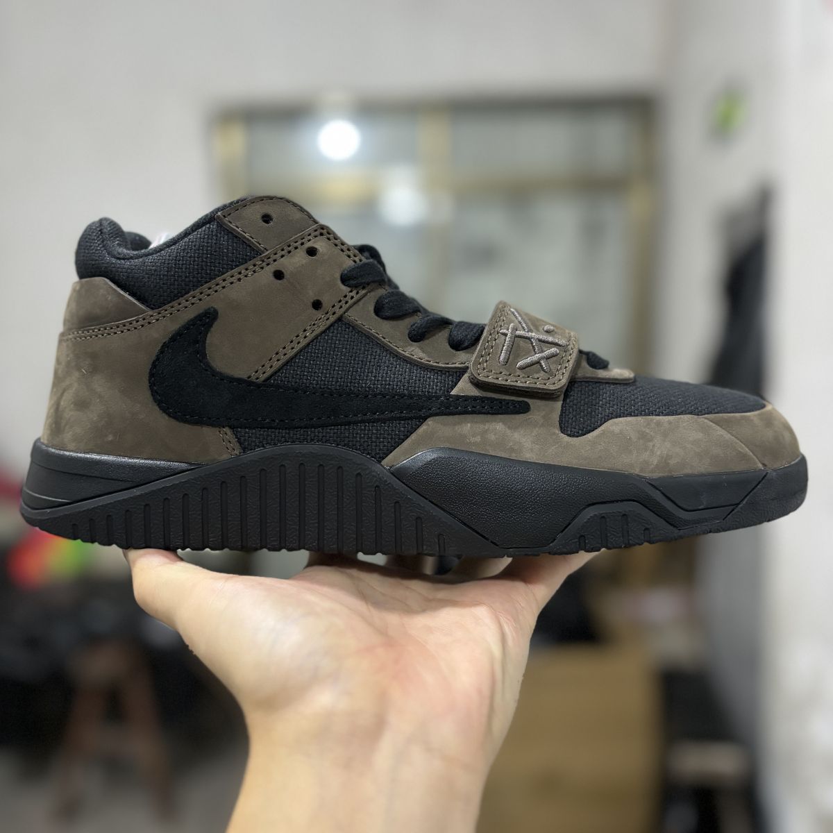 AJ TS倒钩黑棕 OG纯原版⚡️Travis Scott x Jordan Executive The Check耐克联名倒钩板鞋 配布袋FZ8117-204
