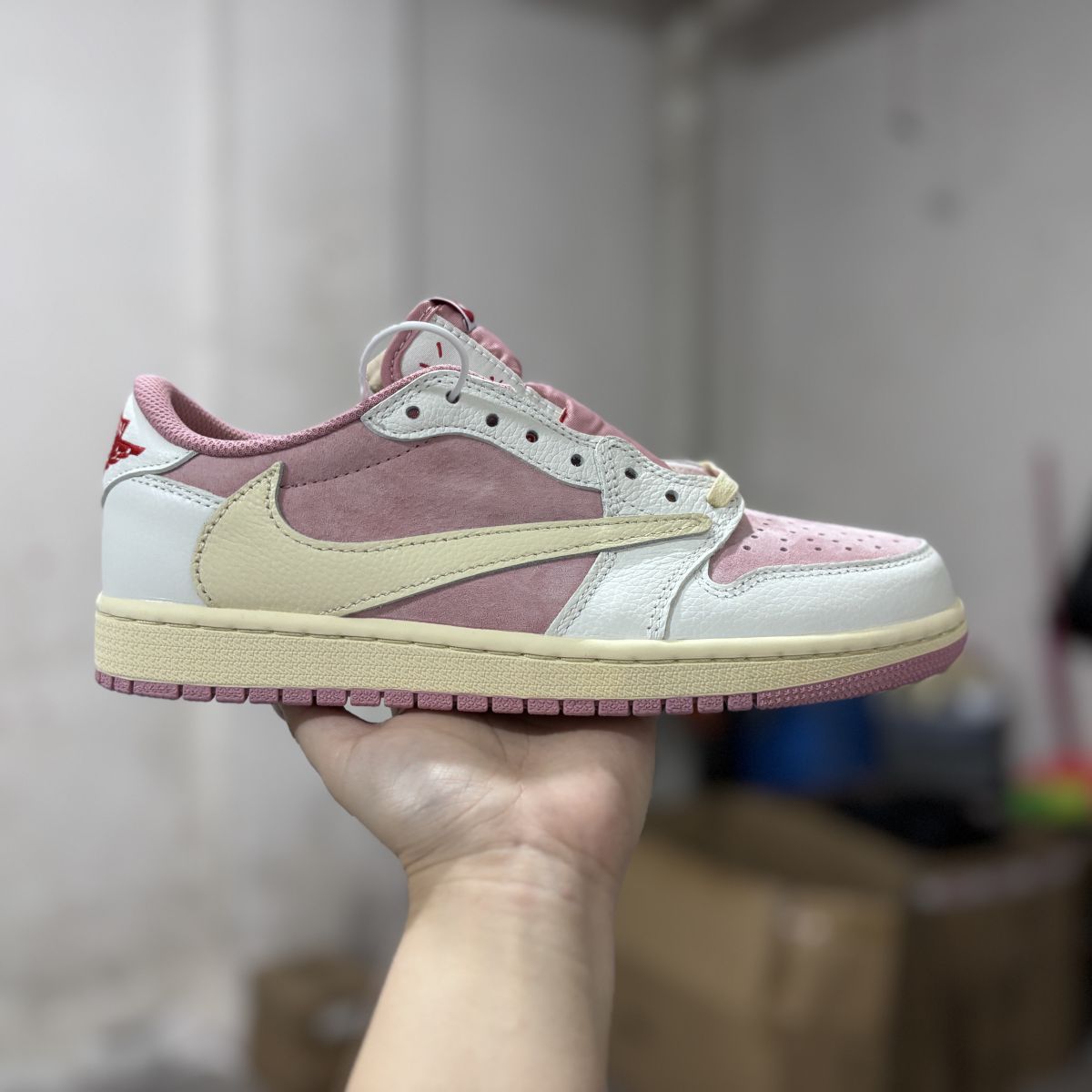 AJ1 low倒钩白粉 Tracis Scott x Air Jordan 1 Low 乔1倒钩低帮TS联名板鞋 DM7866-600