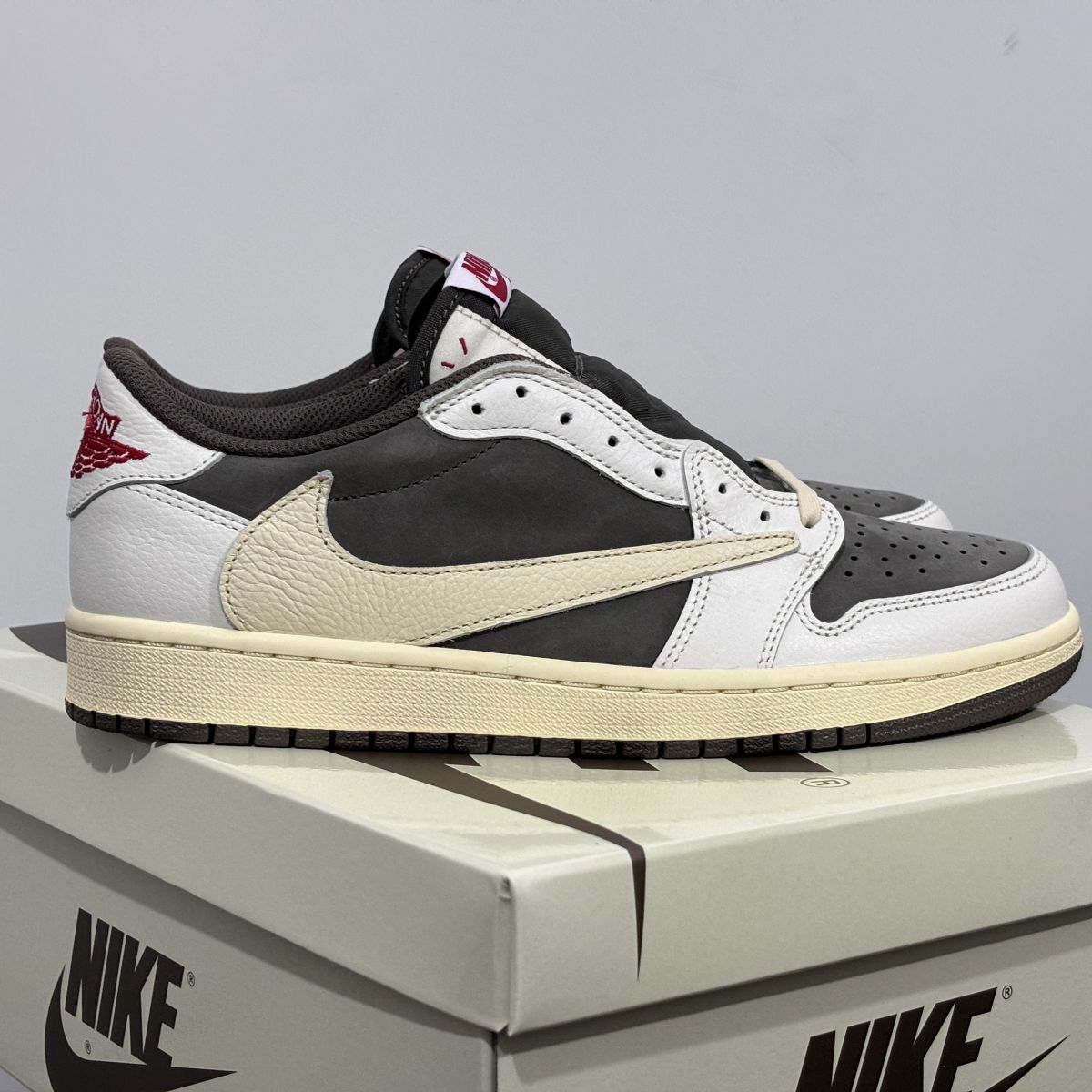 AJ1 TS白棕倒钩 DG2.0升级版 ⚡️ Travis Scott x Air Jordan 1 Low OG SP "Sail and Ridgerock" 乔1白棕低帮3.0倒钩复古篮球鞋