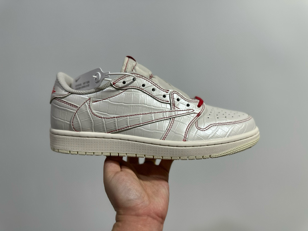 AJ1 low白红珠光 Air Jordan 1 乔1白红缝线低帮板鞋 DM7866-601