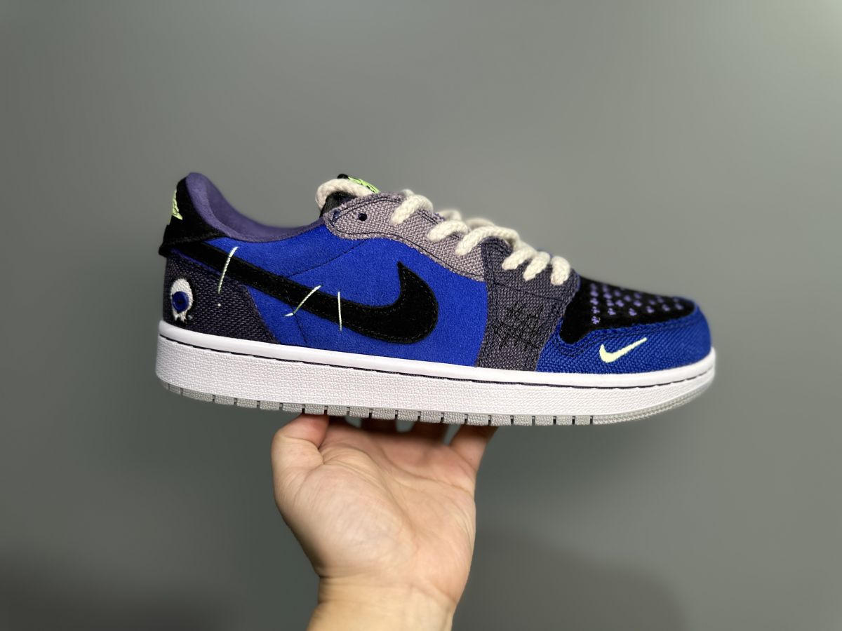 AJ1联名款深蓝Zion Williamson x JAir Jordan 1 Low 乔1低帮帆布拼接板鞋dz7292-202