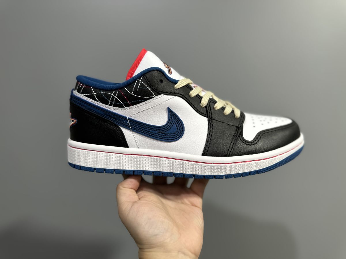 aj1 low黑白蓝刺绣 纯原版⚡️Air Jordan 1 Low 乔1低帮篮球鞋 FV3622-141