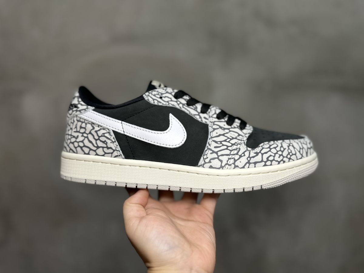 AJ1 low爆裂纹大象 纯原版⚡️ Air Jordan 1 Low OG "Black Elephant"' 耐克🐘黑灰裂纹大象潮流 低帮 复古篮球鞋 CZ0790-001