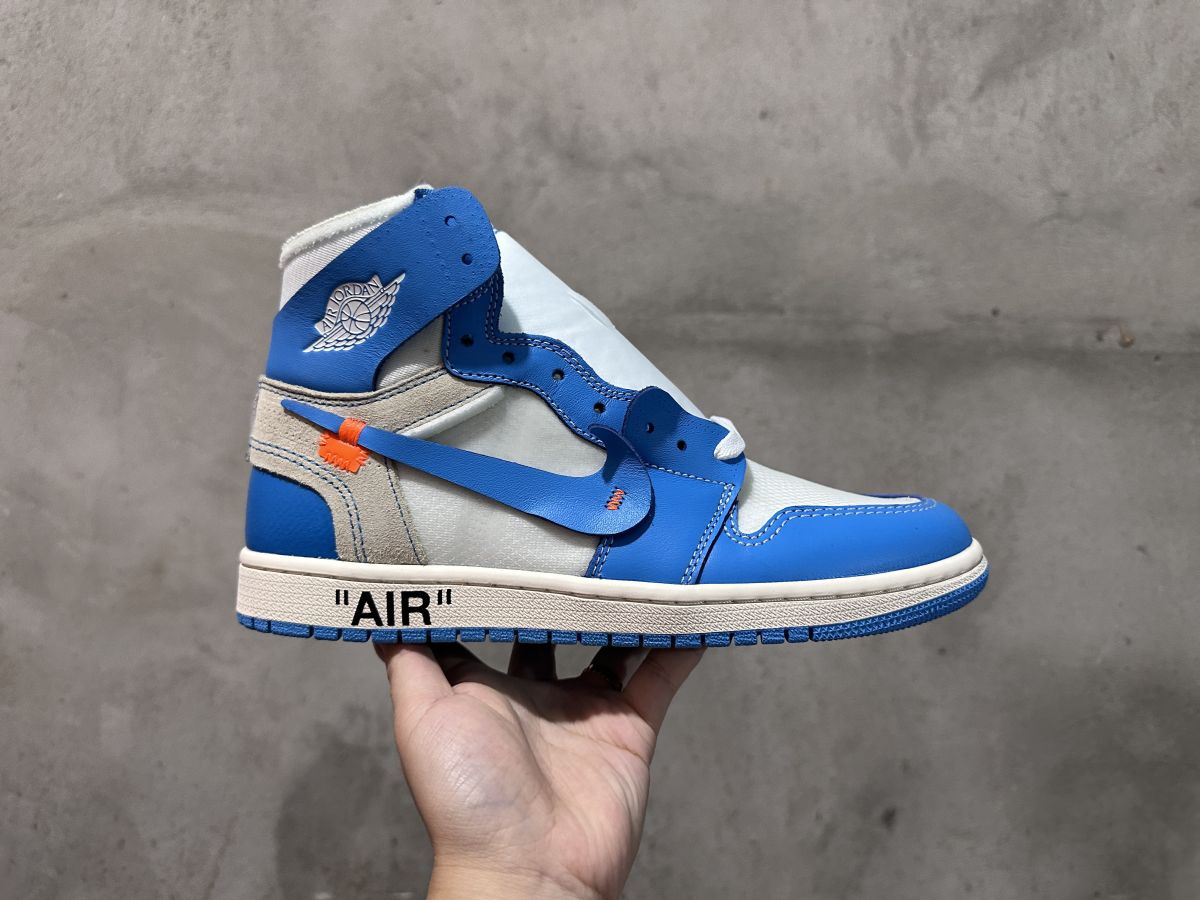 AJ1 ow北卡蓝 性价比版本️ Air Jordan 1 x OFF-WHITE 乔 1 北卡蓝高帮篮球鞋 AQ0818-148