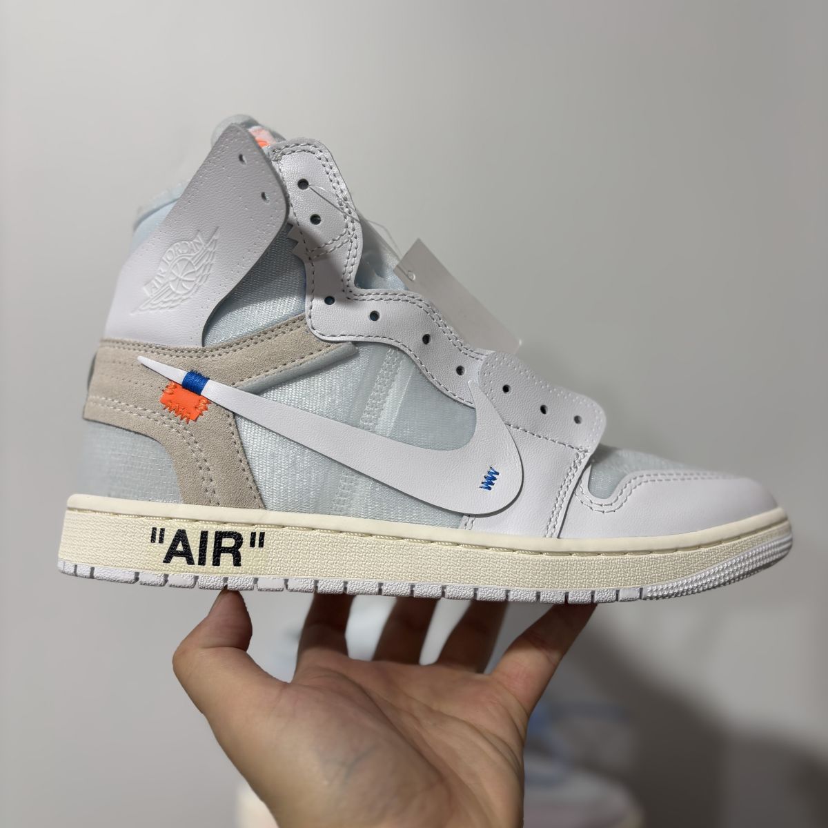 AJ1 OW白联名复刻 OG版⚡️ Off White x Air Jordan 乔1高帮OW联名款全白欧洲限定篮球鞋 全新原装鞋盒 画册本配件 原楦原纸板 客供原厂材料开发 AA3834-100
