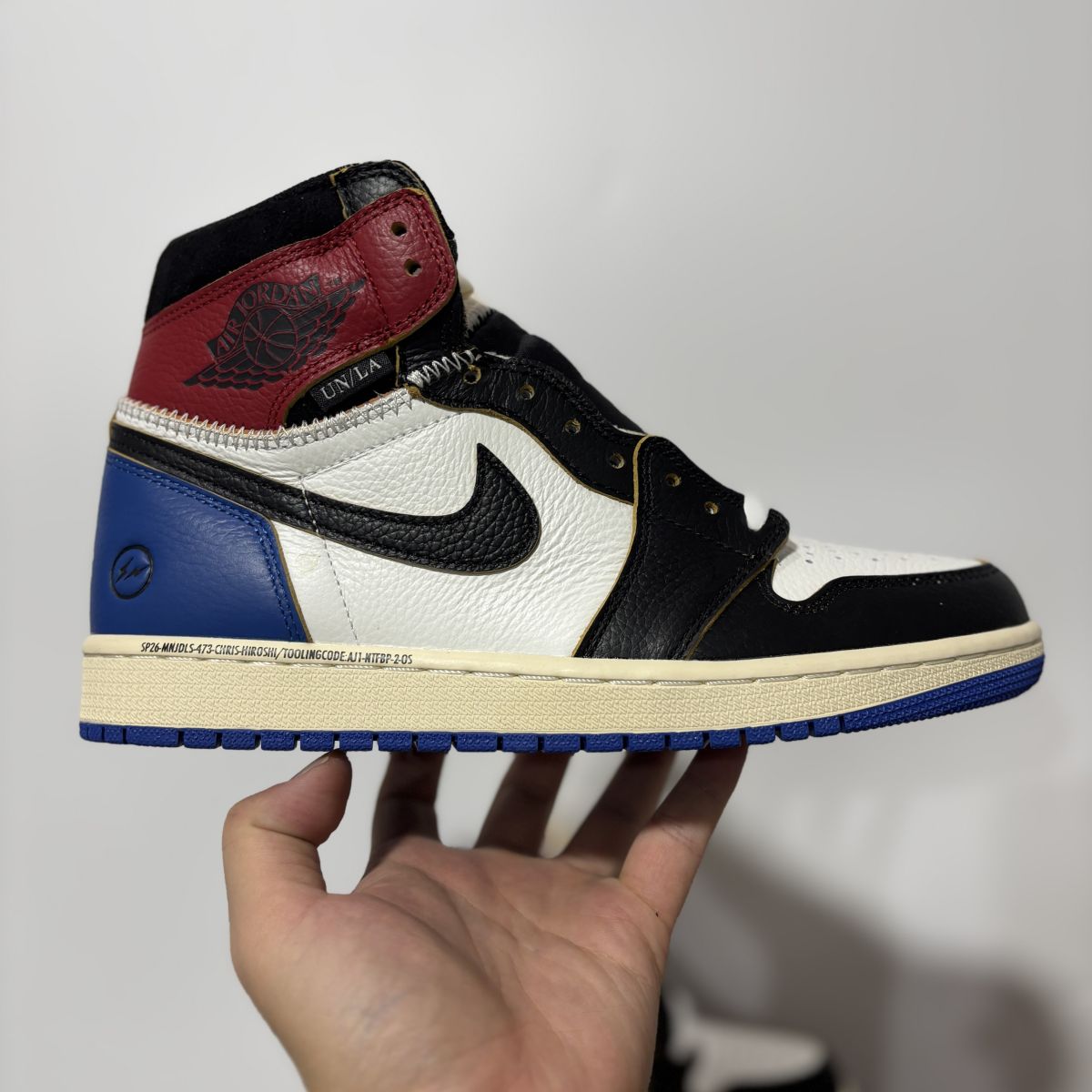 AJ1藤原浩闪电联名黑白蓝 外贸版⚡️Union LA x Fragment Design x Jordan Air Jordan 1 High OG 柔软舒适 防滑耐磨 高帮 复古篮球鞋 IO78413
