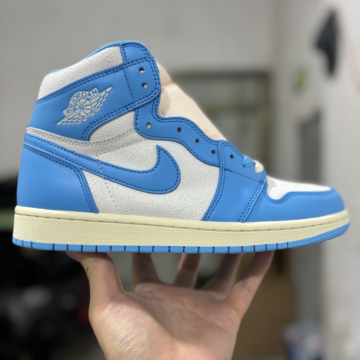 AJ1北卡蓝复刻 高性价比⚡️Air Jordan 1 乔1 UNC复刻做旧 防滑耐磨 高帮 复古篮球鞋 DZ5485-402