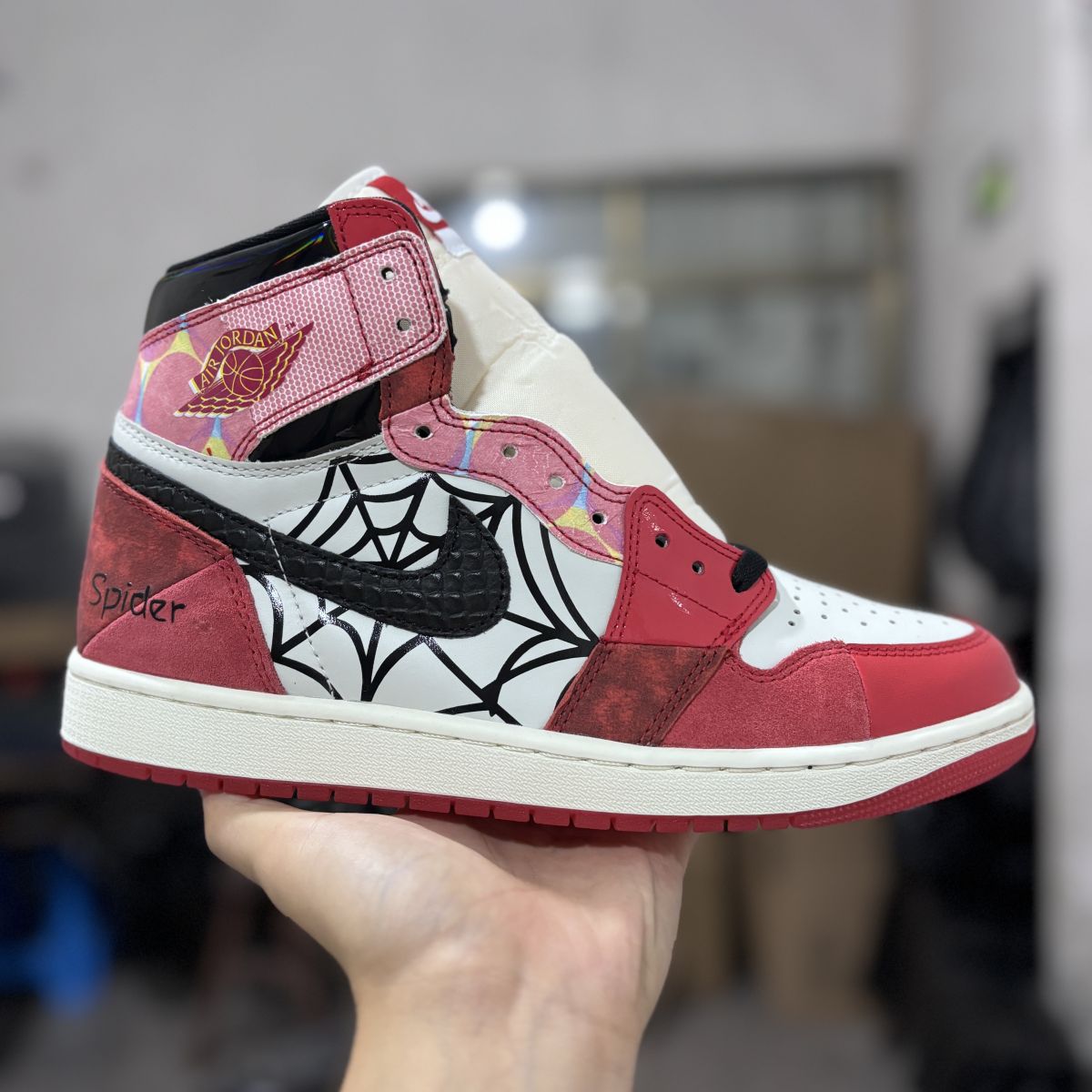 AJ1蜘蛛网 Air Jordan 1 Spider 乔 1 黑白红高帮蜘蛛网🕸️运动鞋 DV1748-601