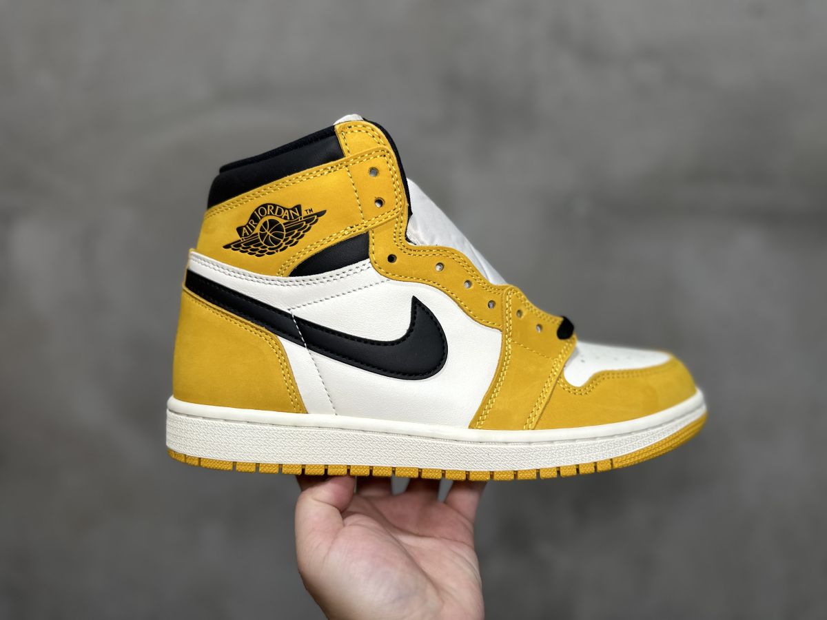 AJ1黄赭石 Air Jordan 1 OG乔1黑白黄高帮篮球鞋 555088-109