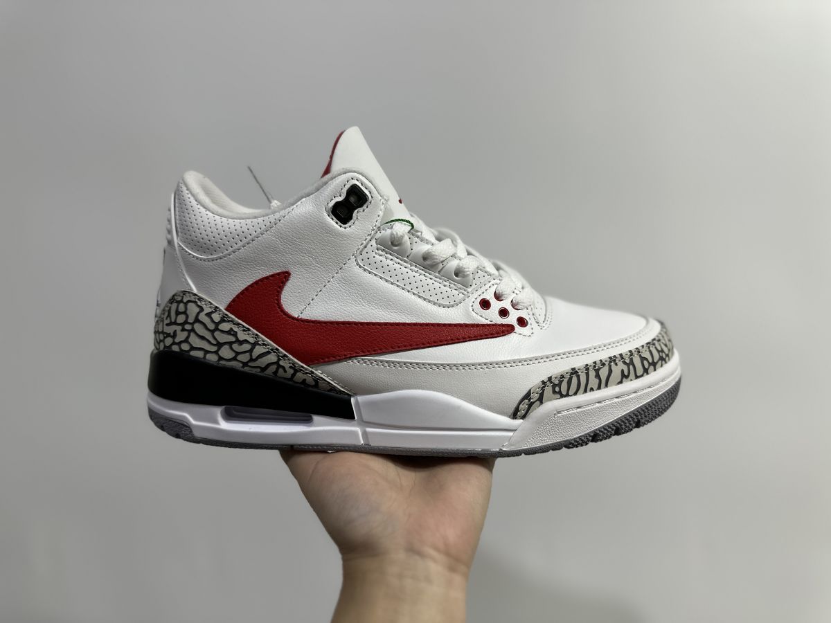 AJ3白红倒钩 性价比⚡️Air Jordan 3 乔3白红倒钩篮球鞋 头层皮 CT8532-158