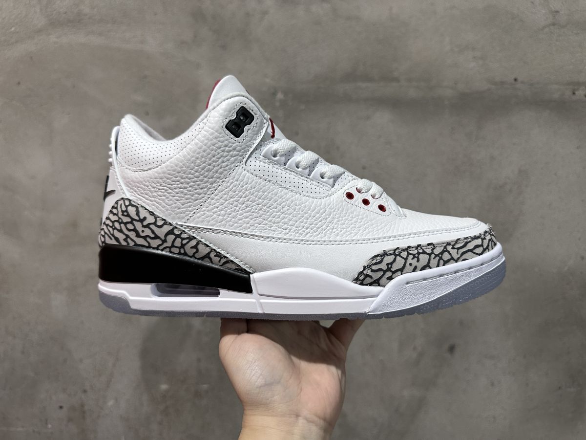 AJ3罚球线 头层皮料️Air Jordan 3 Retro 乔 3 白水泥蓝 水晶底篮球鞋 923096-101