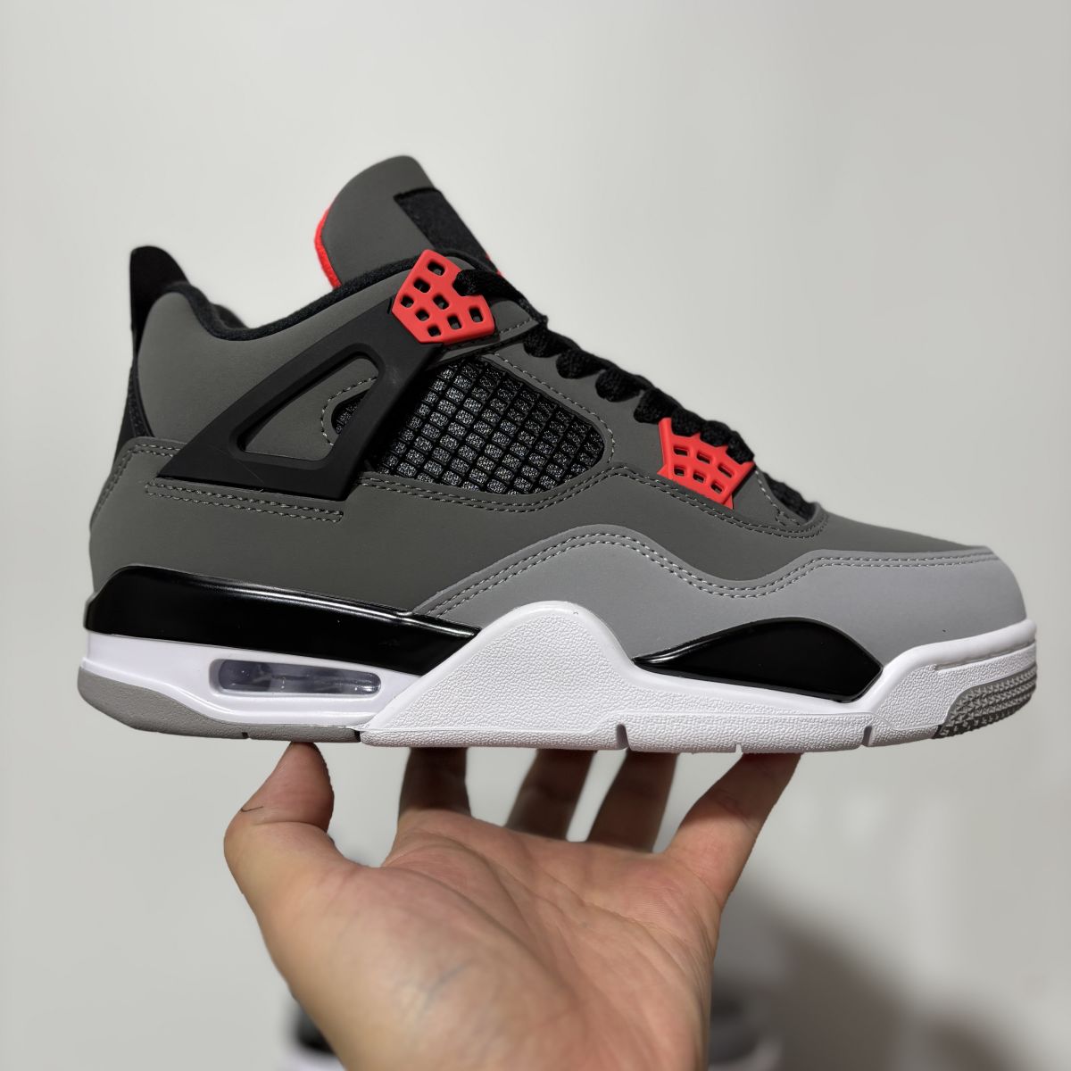 AJ4红外线 性价比⚡️Air Jordan 4 retro "infrared" 乔4红外线 中帮 复古篮球鞋 男女同款 黑灰红 DH6927-061