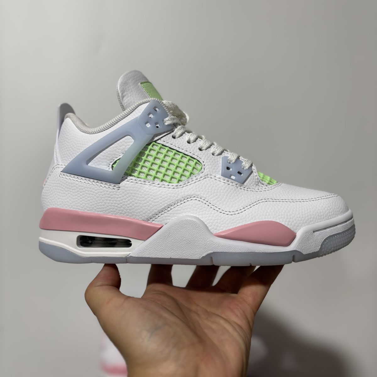 AJ4少女粉 TK巅峰版⚡️Air Jordan 4 Retro Valentine's Day 乔4舒适柔软GS 中帮 篮球鞋 白色/粉色/绿色 IB7068-100