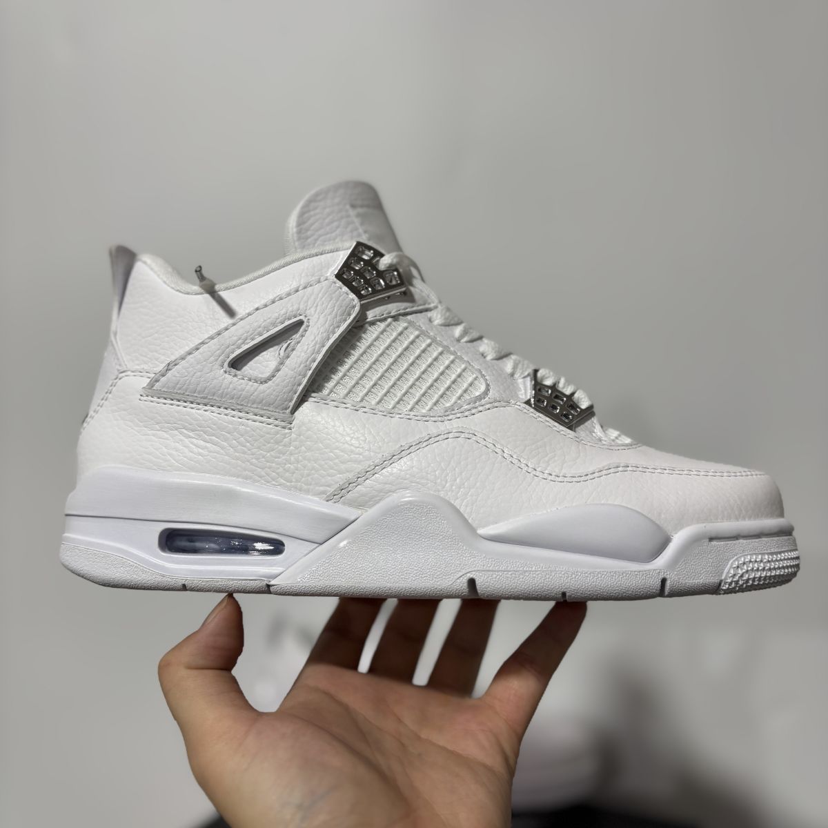 AJ4金属白银 F纯原版⚡️Air Jordan 4 pure Money 乔4白银金属篮球鞋 308497-100