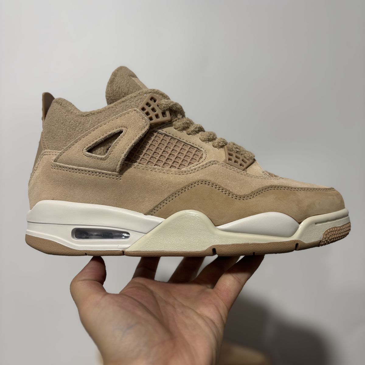 AJ4浅棕毛绒 F纯原版⚡️Air Jordan 4 乔4浅卡其色篮球鞋HV0823-200