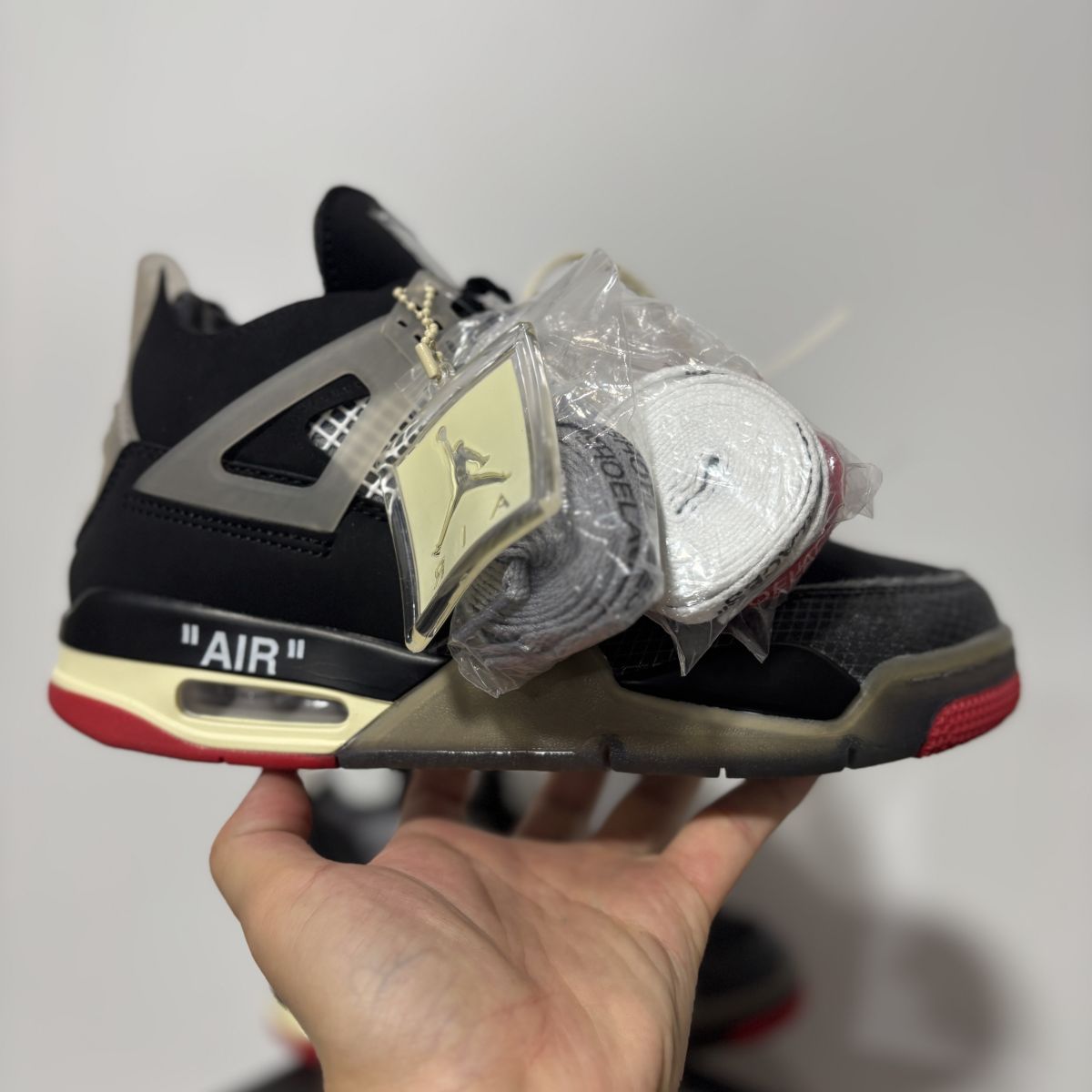 AJ4 OW黑蝉性价比⚡️Air Jordan 4 Off White 乔4 OW联名 透明蝉翼运动鞋 CV9388-101