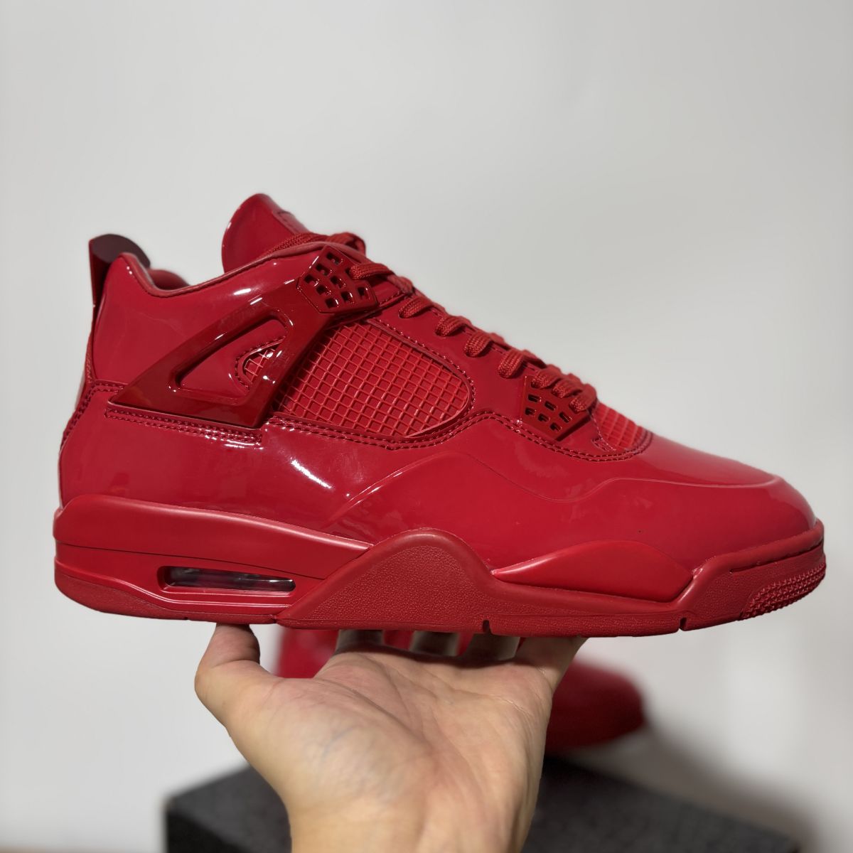 AJ4红漆皮 纯原版⚡️Air Jordan 4 Retro 11Lab4 Red 乔4大红皮革 舒适 减震防滑 中帮 复古篮球鞋 719864-600